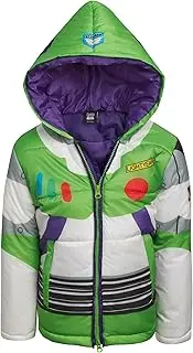 [Disney] Boys' Puffer Jacket - Cozy Full Zip Up Hooded Mickey Mouse, Cars and Buzz Lightyear Jackets for Boys (Sizes: 2T-7)