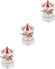 RORPOIR 3pcs Box Carousel Music Box Decorative Toy Desktop Musical Present Beautiful Decor for Home