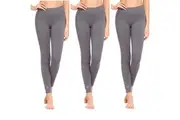 3PCS Women Fitness Gym Yoga Leggings High Waist Fragranced Pants Sports Trousers Plus Size AU 12-16 Grey