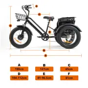 ATV Electric Tricycle 20" Big Fat Tyre Wheel 750W Bafang Motor 7 Speeds 18.2ah