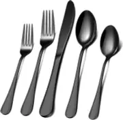 Black Silverware Set for 8, 40 Pieces Stainless Steel Flatware Cutlery Set, Mirr