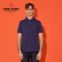 在飛比找momo購物網優惠-【JOHN HENRY】蜻蜓滿版印花休閒POLO衫-藍