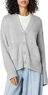 [The Drop] Women's Brigitte Chunky Button-Front Pocket Ribbed Cardigan