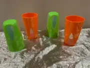 New one of a KIND Set/4 Tupperware Clear Tumblers Orange Lime Color