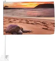 sea turtle sunset Car Flags Double Sided Car Window Flag Car Window Clip Flag Decoration Banner Garden Flag 12 X 18 Inch