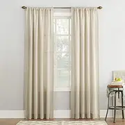 [No. 918] Amalfi Linen Blend Textured Semi-Sheer Rod Pocket Curtain Panel, 54" x 84", Ivory