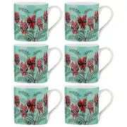 6x Ashdene Native Flora Sturt's Desert Pea Fine Bone China Drinking Cup Mug