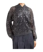Brunello Cucinelli Sequinned Zipped Jacket S,XS,M navy blue