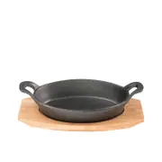 Pyrolux Pyrocast Cast Iron Oval Gratin with Maple Tray 15.5x10cm