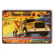 2x Tin Sign Super Kings K-2 Matchbox Truck Man Cave Rustic Decorative Wall