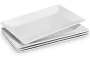 35cm Serving Platter Set of 4 White Rectangle Plates and Serving Trays for Entertaining