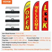 Open Flags for Business Advertising Feather Flag Kit Welcome Sign Display