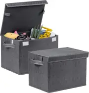 2 Pack Large Collapsible Storage Bin with Lid, Decorative Box, Cube, Organizer,