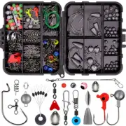 257pcs Fishing Accessories Kit with Hooks Sinker Weight Swivels Snap Fishing Set