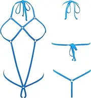 [LAMORTY] Crotchless Lingerie for Women Sling Bikini Extreme Slingshot Slutty Exotic G String Monokini Womens Sexy Lingeries