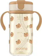 Tritan Toddler Sippy Cup with Silicone Straw, Spill-Proof Straw Water Bottle for