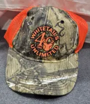RealTree White Tails Unlimited Orange Mesh Camo OSFM Adjustable Ball Cap NEW
