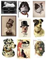 9 Vintage DOG Images EPHEMERA Junk Journal SUPPLY Collage EMBELLISHMENTS set 1
