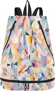 Yoogain Colorful Abstract Watercolor Art Drawstring gym bags yoga drawstring backpack with Wet Dry Compartments, Colorful Abstract Watercolor Art, 1 size