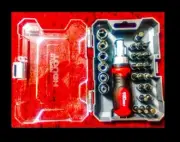 Hyper Tough 27pc Mini stubby driver set,ratchet,sockets,screwdriver bits+ CASE!