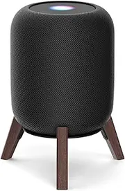 Table Wood Stand for HomePod 2nd Gen Speaker with Dust-Proof Cover, Anti-Slip Wooden Desktop Speaker Stand Compatible with Homepod 2 Wood Tripod Holder with Sturdy Metal Frame, Black
