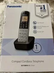 Panasonic Compact Cordless Phone with DECT 6.0 KX-TGB810S 1 Handset Black/Silver