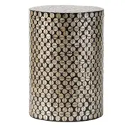Coco Island Sea Shells Round Wooden Stool Side Table