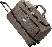 [LeeQinersw] Wheeled Duffle Bag for Travel Carry on Luggage Water Resistant Oxford Cloth Sports Overnight, Dark Khaki L, as described