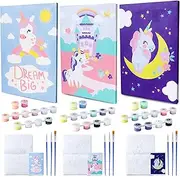 BONNYCO Painting by Numbers Children's Unicorn, 3 Pieces Unicorn Gifts for Girls Boys, Craft Set Children, Paint by Numbers Unicorn | Painting by Numbers with Frame, Unicorn Craft Set Girls