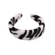 3PCS Autumn Winter Black And White Zebra Pattern Hairband Cow Pattern elvet Wide Edge Thick Sponge Padded Headband Hair Hoop