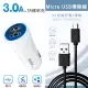 Bstar 3A雙孔LED智能快速車充+Micro USB 傳輸充電線(1M)