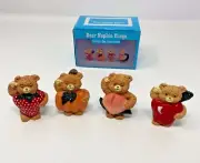 NEW! Bear Napkin Rings / Holders 2 1/2", Fall, Pumpkin, Strawberry, Apple, Peach