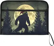 YMXFXP Expandable Filing Folder Sasquatch Moon Forest Funny, 13-Pocket Funny Cute Design with Sticky Labels, A4 Letter Size Document Organizer for Office, School, Boys, Girls