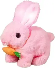 Generic Electric Plush Carrot Bunny Toy with Sounds & Movements Simulation Electric Rabbit Pet Toy Cute Electric Rabbit Interactive Toys for Toddlers Birthday