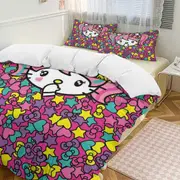 v518 Hello Kitty 3-Piece Twin Bed Set - Includes 1 Single Comforter And 2 Pillowcases Bedding - Fade Resistant Microfiber - Hello Kitty io518