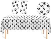 SietDESEO 2 Pack Puppy Paw Print Plastic Tablecloth 54 x 108 Rectangular Plastic Dog Paw Table Cover Disposable Plastic Table Cloth for Birthday Party Baby Shower Picnic Disposable Tablecloth