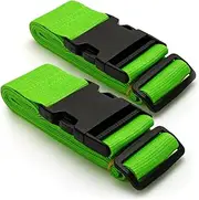 [CampTeck] U6746 Long Travel Luggage Straps Adjustable Suitcase Safety Belts Green, 1 Pair