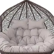 Outdoor Double Hanging Egg Chair Swing Cushion Two Seater Hammock Replacement, Light Gray 150X110CM Comfortable Patio Furniture Relax Outdoors