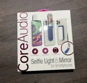 Core Audio Rechargeable Selfie Light & Mirror for Smartphones 3-Modes • Blue