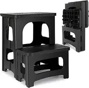 Folding 2-Step Stool, KELIOO Non-Slip Collapsible Step Stools for Adults or Kids, Hold up to 300 lbs, Step Stool Foldable for Kitchen Home Toilet Bedroom Office RV