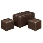 Convenience Concepts Storage Bench Reversible Tray 2 Side Ottomans Faux Leather