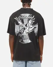 [ED HARDY] Ed Hardy Flight Premium T-shirt Black Acidwash - Size L L Black Acidwash