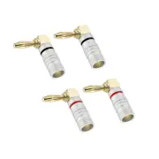 Banana Plugs 90 Degree Speaker Banana Plug 4mm Gold-Plated Copper Red Black 4Pcs