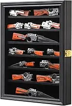Jinchuan Knife Display Case Pocket Knife Display Stand Military Folding Knife Shadow Box Wall Cabinet with Uv Protection Acrylic Lockable, Black