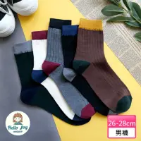 在飛比找momo購物網優惠-【哈囉喬伊】韓國襪子 拼色直條紋加大男性中筒襪 男襪 M10