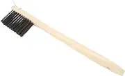 BEBEMOKO Ergonomic Wooden Handle Pizza Stone Brush Stainless Steel Wire Brush for Pizza Oven Cleaning