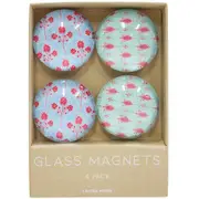 4pc LVD Ornamental Large Glass 13.5cm Fridge Magnet/Magnetic Decor Round Set