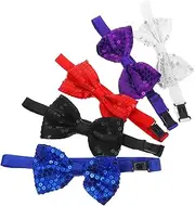[SAFIGLE] 5pcs Red Bow Tie for Men Women Sequin Collar Bowtie for Party Stylish Bow Tie Silver Fashion Accessory Dress up Grooms Wedding Formal Events