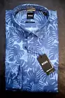 Hugo Boss Men's HAL Kent Casual Fit Leaf Print Cotton/Linen Dress Shirt 42 16.5