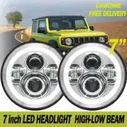 Pair 7" LED Headlights Chrome Bulbs For Mini Cooper S Clubman Moke Morris Minor